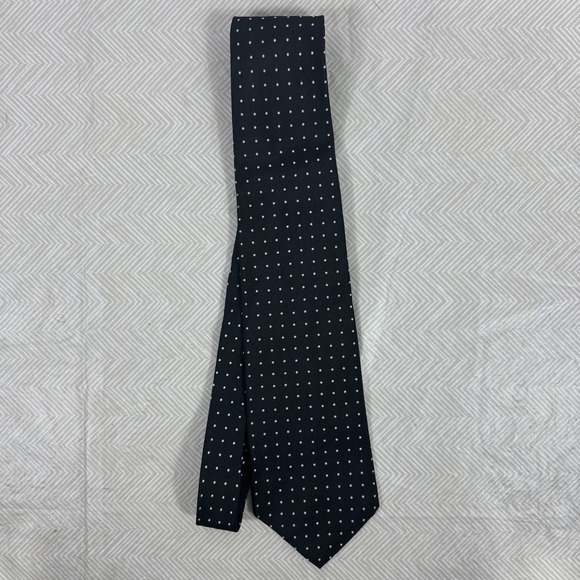 LRL Ralph Lauren Men's Necktie 100% SILK Black/White POLKA DOT Made In USA - Picture 4 of 4